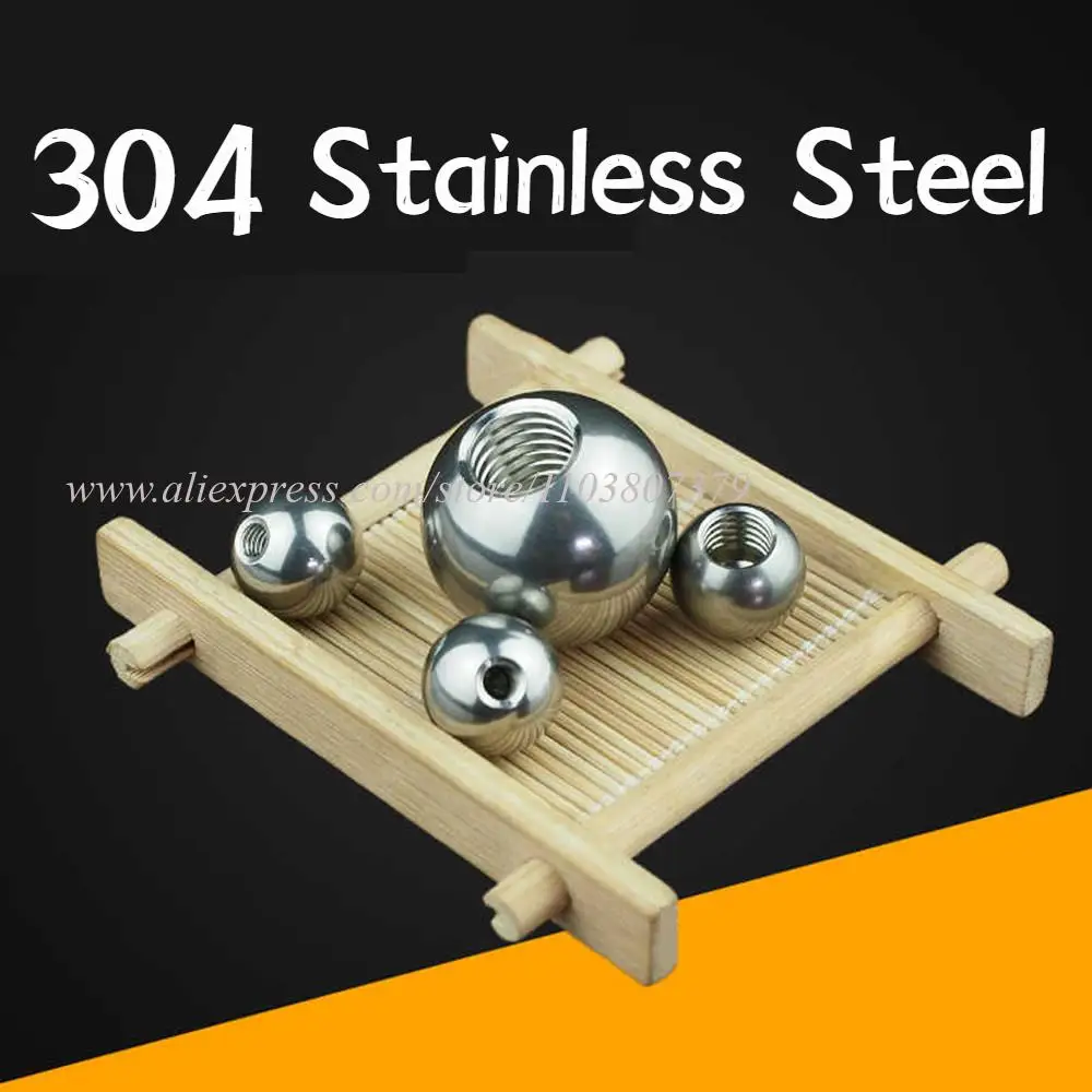 304 Stainless Steel Drilling Balls Half Hole Female Thread Blind Hole Smooth Ball Bead Solid M2 M2.5 M3 M4 M5 M6 M8 M10 Threaded