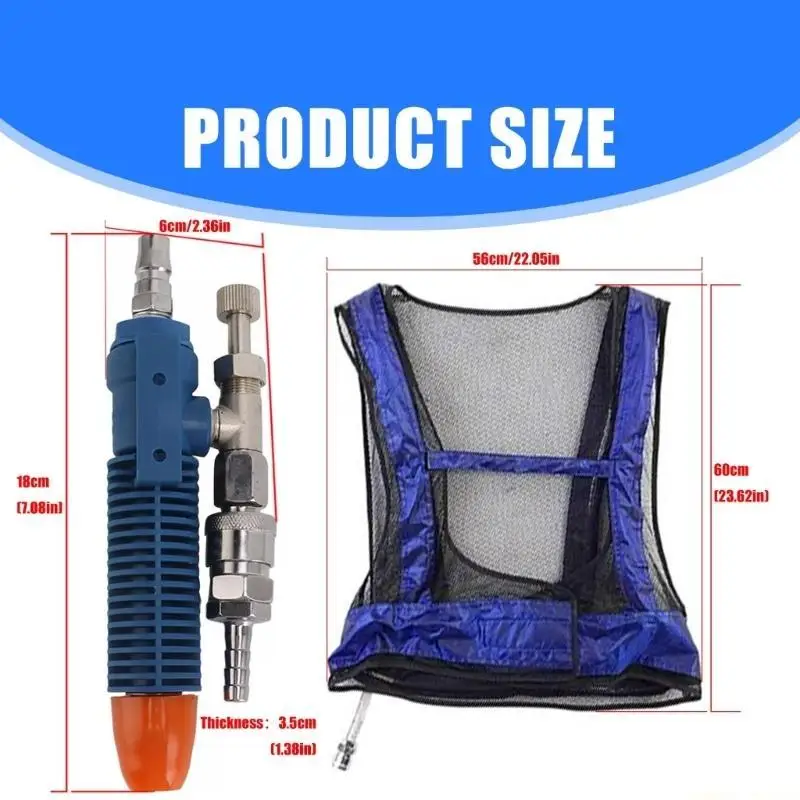 Chaleco aire acondicionado con tubo vórtices 31BF, chaleco refrigeración comprimido por aire