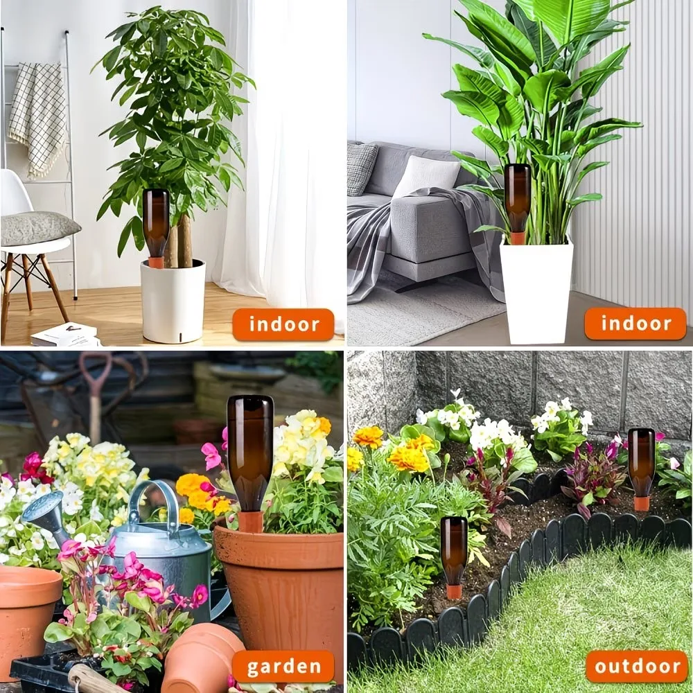 Red Clay Automatic Water Seepage Device, a Lazy Watering Tool for Potted Plants, Can Be Connected to Glass Bottles, Automatic Plant Irrigator for Home Use, Conical Automatic Watering Device, a Travel-Friendly Irrigation Tool for Potted Plants