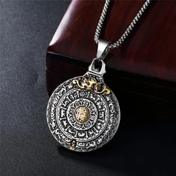 Retro Amulet Nine Palaces Bagua Pendant Stainless Steel Zodiac Men Necklace Punk Pendant Chain Fashion Jewelry Gift
