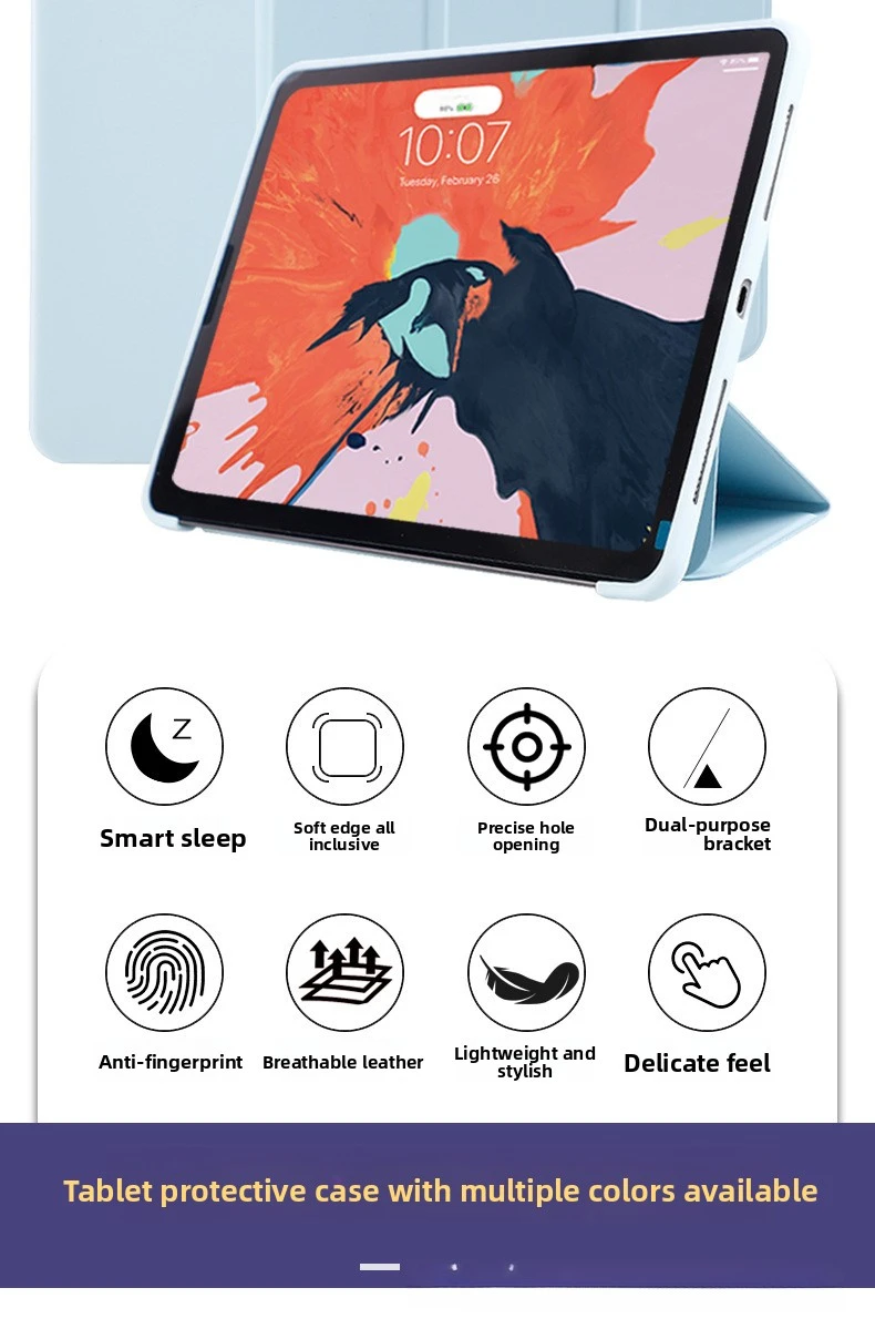 Silikon Tri-Fold Hülle für iPad 11. Generation Air 7/6/5 Pro 11 mit Auto-Wach-/Schlaffunktion und weicher Rückseite – Detail 1