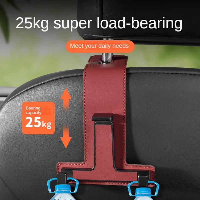 Car Headrest Bag Hook Hanger Auto Backseat Bracket Mobile Phone Holder Leather Rear Seat Hanging Dual Handbag Hooks Accessories