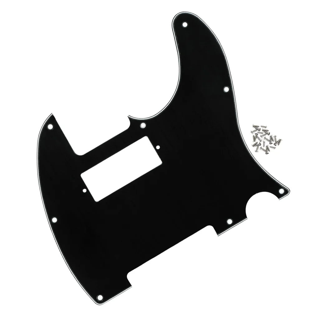 FLEOR Black 3ply 8 Holes TL Guitar Pickguard Mini Humbucker Route With Screws