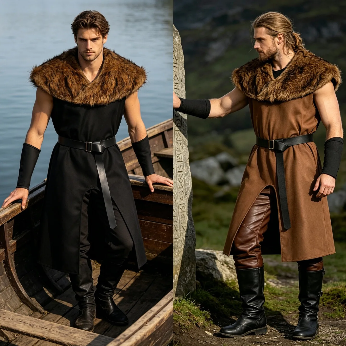 Medieval Renaissance Knight Robe Punk Viking Warrior Cosplay Costume Halloween Party Fancy Dress