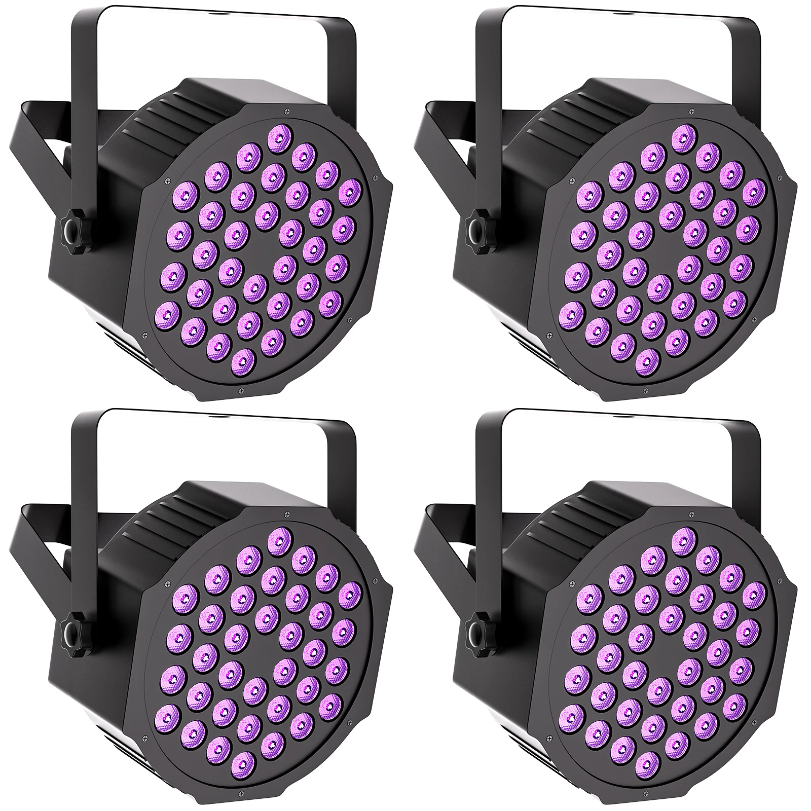 

U'King 4 шт., 108 Вт, УФ-черный свет, 36 светодиодов, сценическое плоское освещение, пульт дистанционного управления, эффект DMX512, для DJ, дискотеки, рождественского шоу, свет