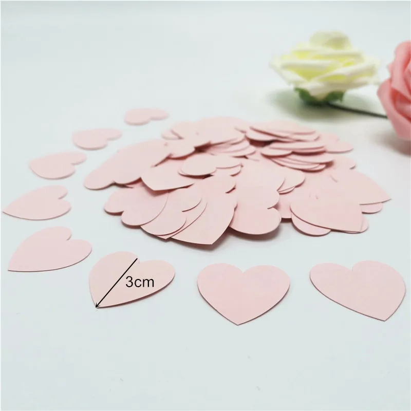 100pcs Glittler Rose Gold 3cm Heart Paper Confetti Wedding Card Paper Confettis Birthday Party Supplies Baby Shower Decor