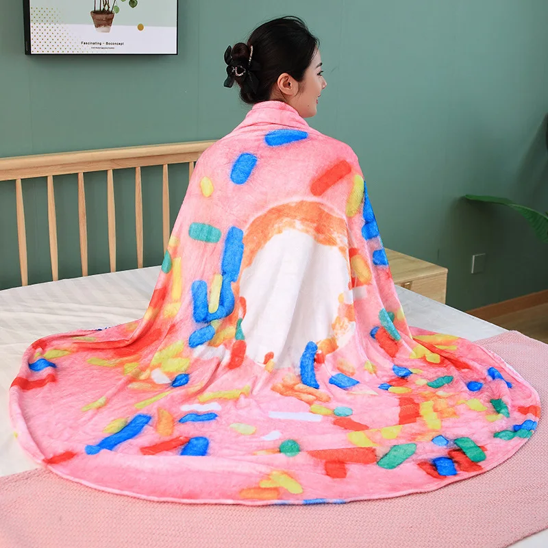 Round Plush Blanket Grilled Savory Crepe Doughnut Watermelon Shape Blanket Air Conditioning Blanket