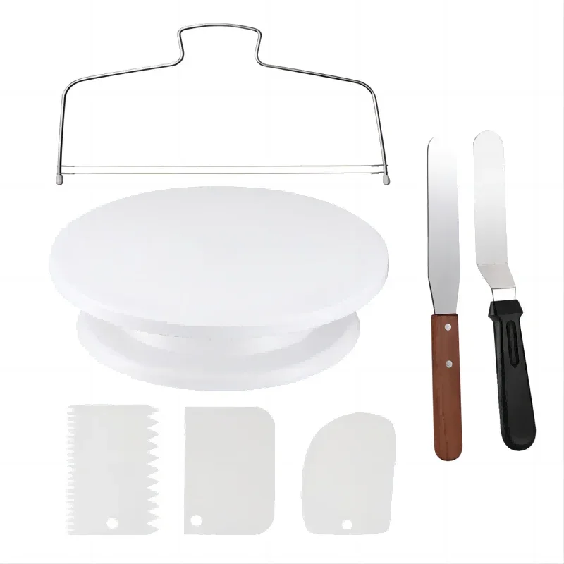 

11Inch Cake Turntable Set Icing Smoother Cake Leveler DIY Cake Stand Cream Spatula Decorating Tools Rotary Table Pastry Supplies