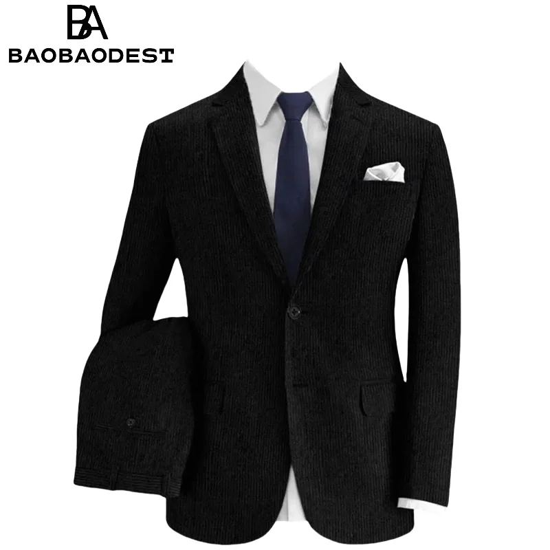 

2 Pieces Men Suits Wick Cotton Notch Lapel Slim Fit Jacket Terno Masculino Blazer Pants Sets Groom Wedding Prom Costume Homme