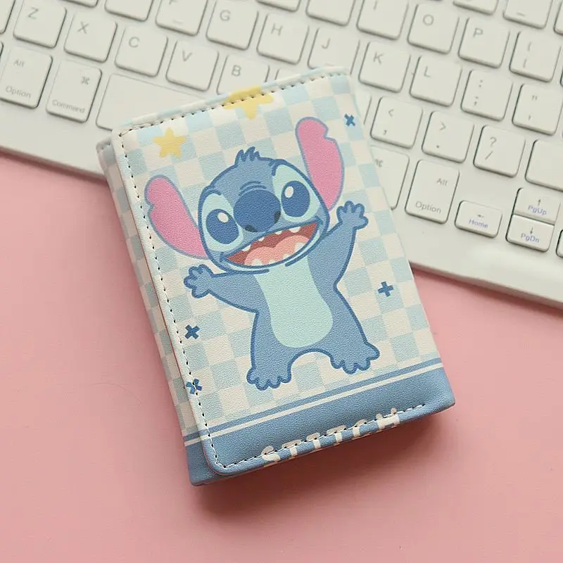 Fashion Cartoon Stitch Coin Purse Multi-card Slot Trifold Wallet For Women Girls Portable Id Card Holders Key Storage Bag Gifts