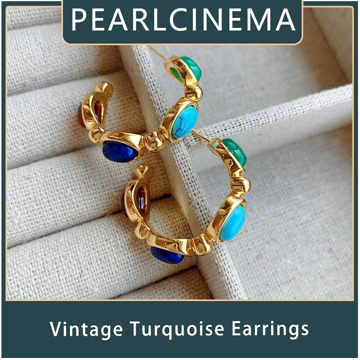 

PEARLCINEMA Vintage Turquoise Earrings