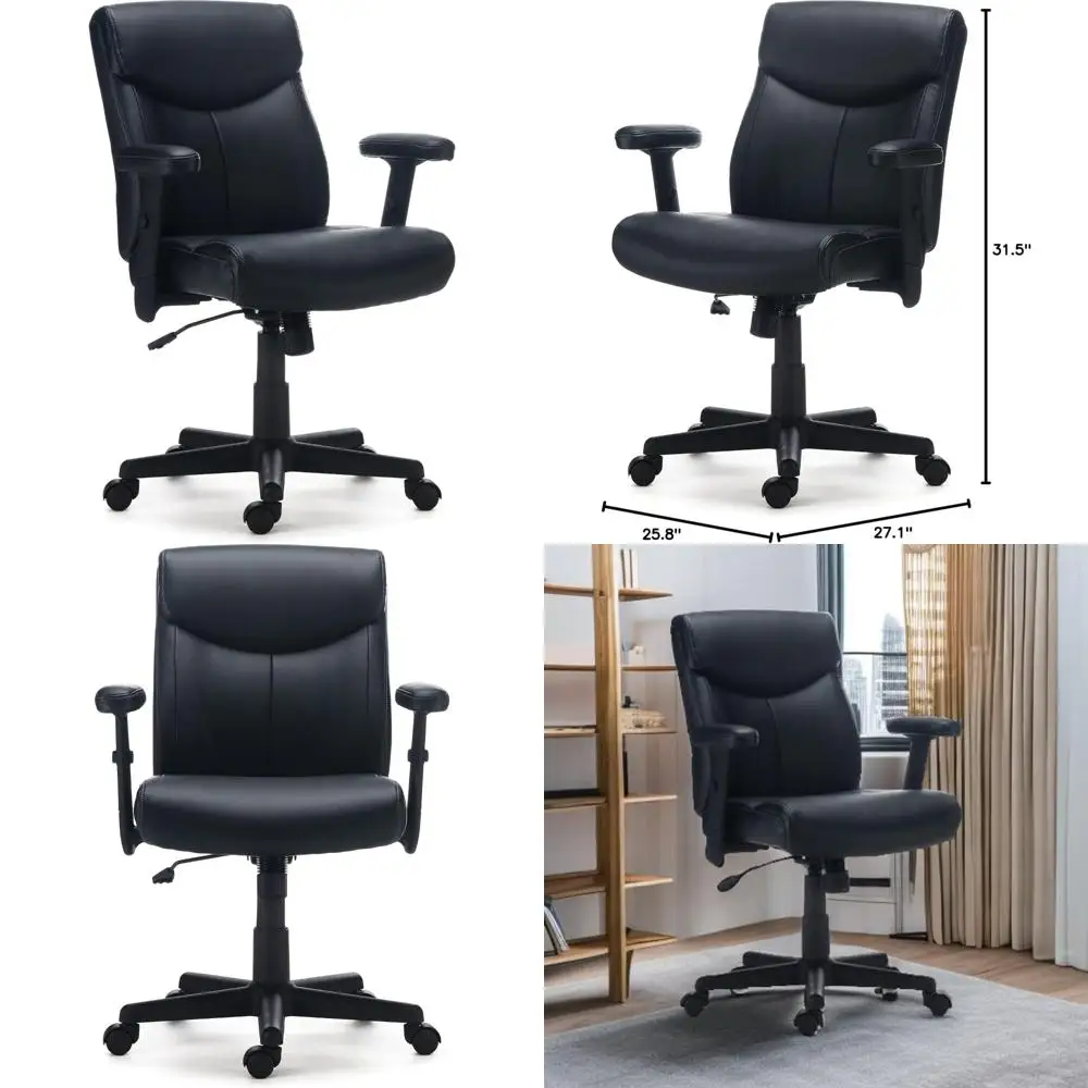 

эргономичный вращающийся настольный стул с регулируемой высотой и роскошной обивкой из искусственной кожи.