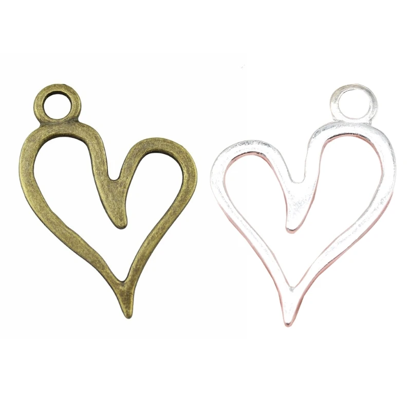 Pack of 10 20 DIY Heart Shaped DIY Necklace Bracelet Jewelry Making Supplies Metal Accessories Metal Heart Pendants