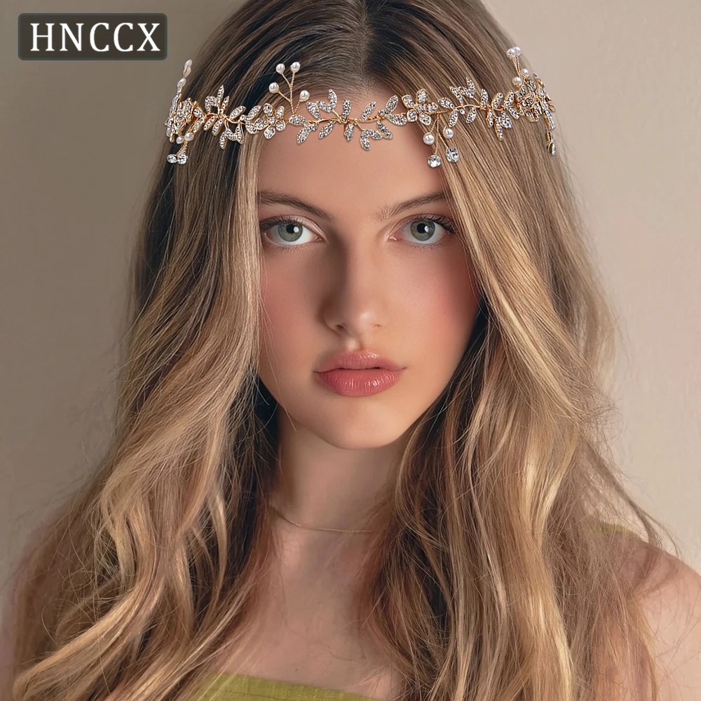 

YouLaPan Trendy Gold Color Alloy Leaf Bride Hair Band Pearl Hair Jewelry Wedding Hair Accessories Handmade Prom Headband HP89