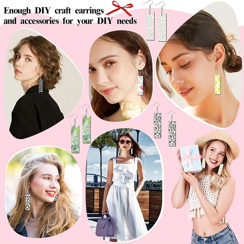 50Pcs Sublimation Blank Earrings Rectangular, Heat Transfer Earring Pendant With Earring Bags, DIY Making Sublimation