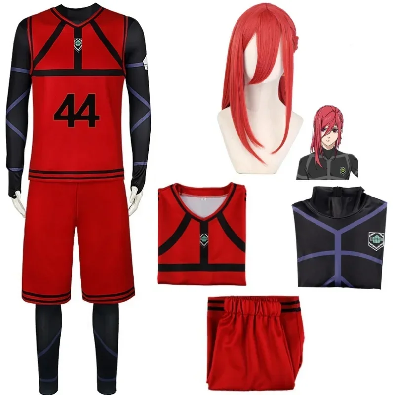 Anime azul bloqueio cosplay nagi seishiro isagi yoichi chigiri rensuke kunigami bachira megur macacão clube de futebol peruca esportiva