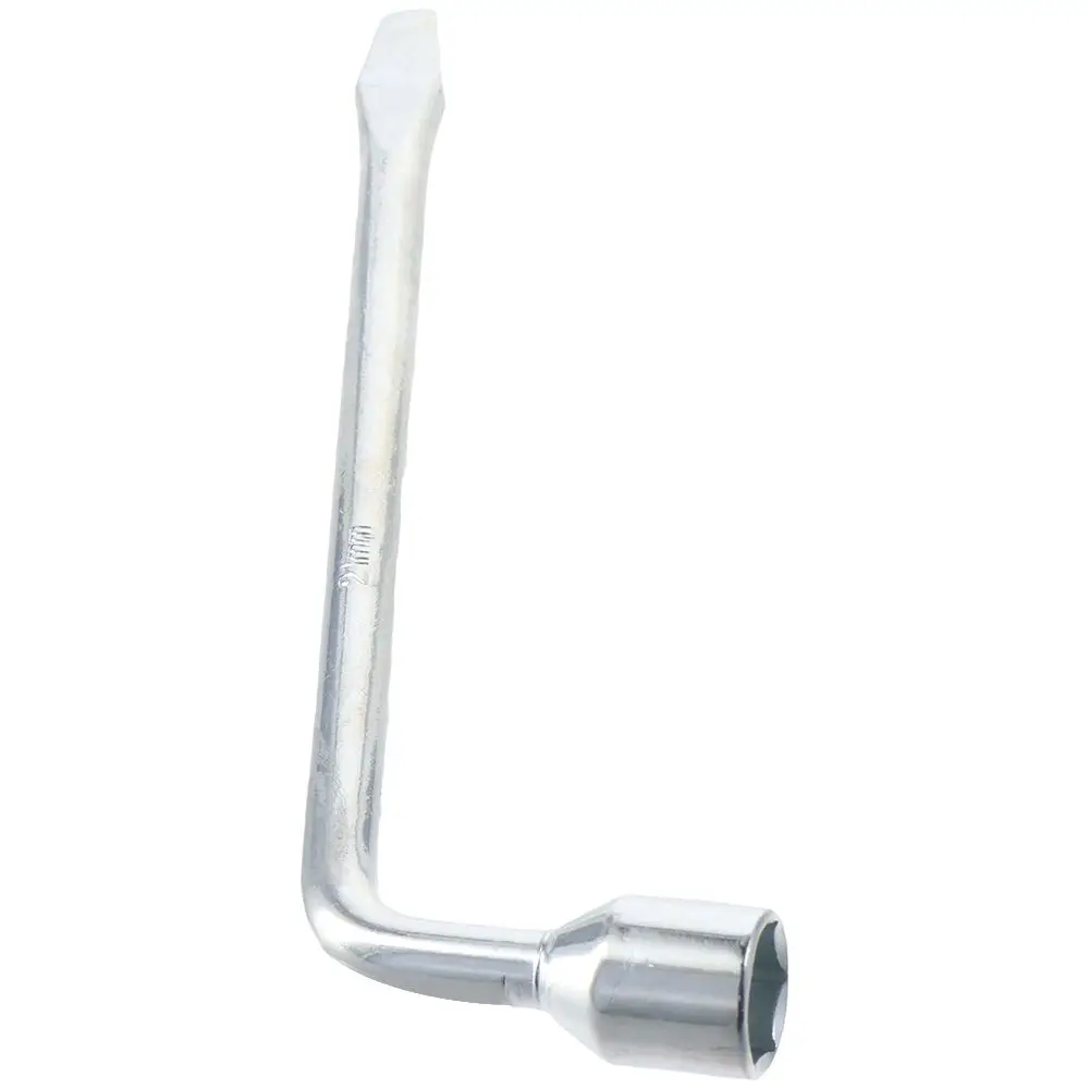L Type Lug Wrench 21mm 45# Steel Wheel Spanner Hexagon Slotted End Socket Silver Tire Wrench