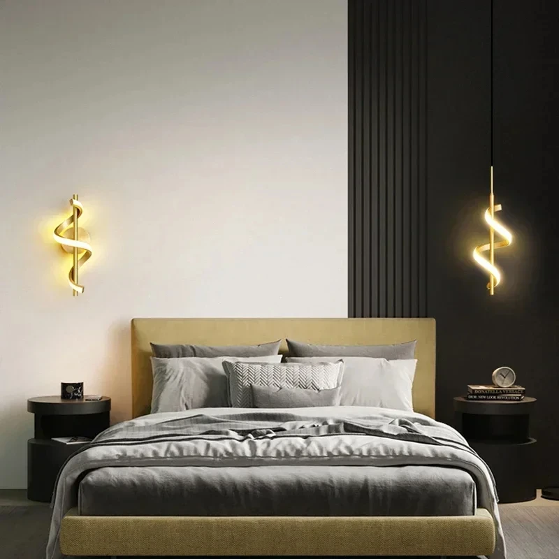 LED Wall Lamp Nordic Bedroom Bedside Minimalist Sconce Black White Gold Decorative Lighting Living Room Corridor Indoor Fixtures