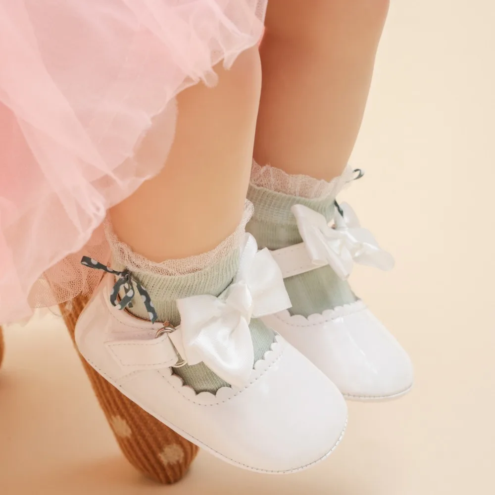 

Infant Baby Girls Boys Handmade Princess Flats Toddler First Walkers Soft PU Leather Non-Slip Crib Wedding Dress Shoes