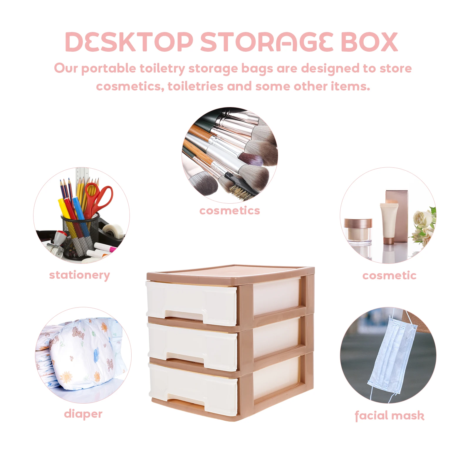 

Desktop Drawer Storage Cabinet Brown Sturdy File ganizer Box for Documents Stationery Phone USB Cables Miscellaneous Items