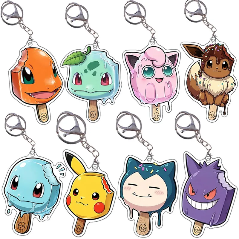 

Самодельный Pokemon Charmander Qikachu Squirtle Eevee Gengar трансформирующийся в мороженое милый мультфильм аниме брелок сумка кулон