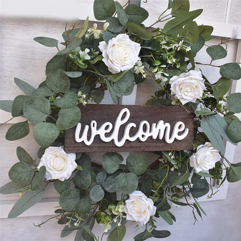 A59E-1 قطعة باب الديكور عيد الميلاد الأوكالبتوس العلامة التجارية الشهيرة الصغيرة إكليل الباب معلقة إكليل عيد الميلاد الأخضر أنيقة ومريحة