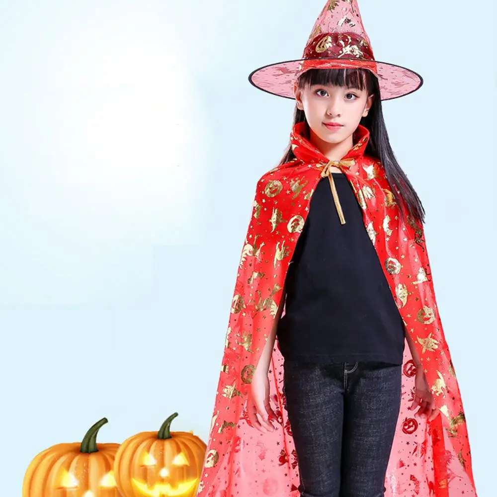 Gorros de bruja para niños y niñas, sombrero de murciélago, disfraces aterradores de calabaza, disfraces de Cosplay para niños, conjuntos de capa de Halloween, ropa de actuación