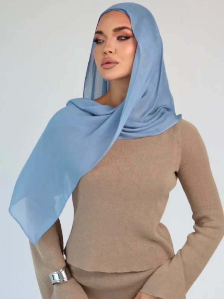 Conjunto de Hijab Mini Modal com Touca Interna, Lenço de Cabeça Básico Elástico de Vestir, Fino, Respirável, Protetor Solar, 165*50cm