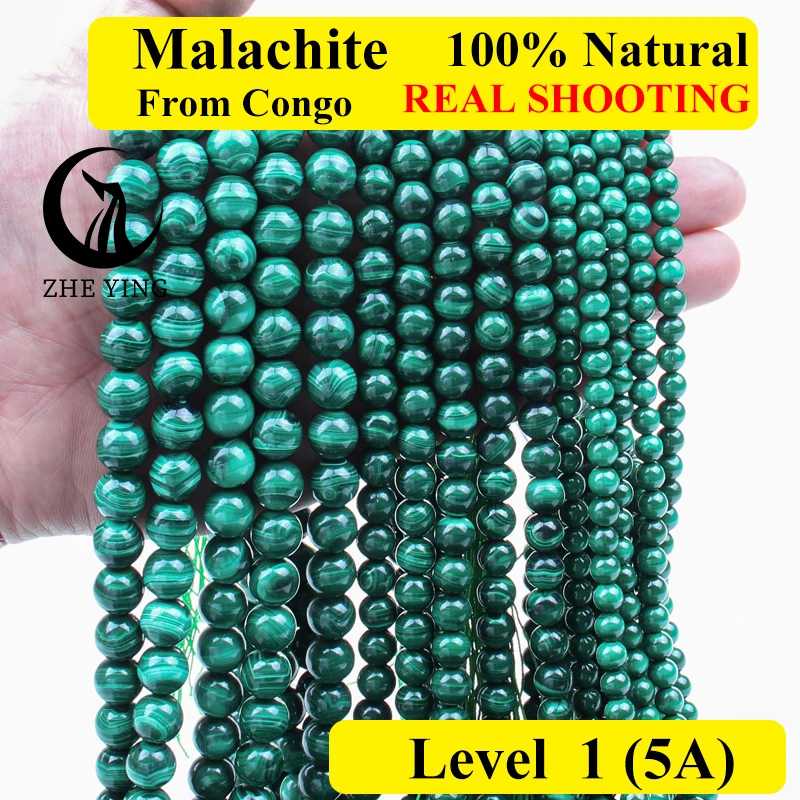 Zhe Ying 100% Natural Malachite Stone Beads for Jewelry Making Emerald Labradorite Beads For Bracelet Necklace DIY Accessories