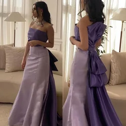 Customized Backless Bow Sexy Prom Gown Strapless Sleeveless Trumpet Boat Neck Party Contrast Color Elegant Formal Party Dress