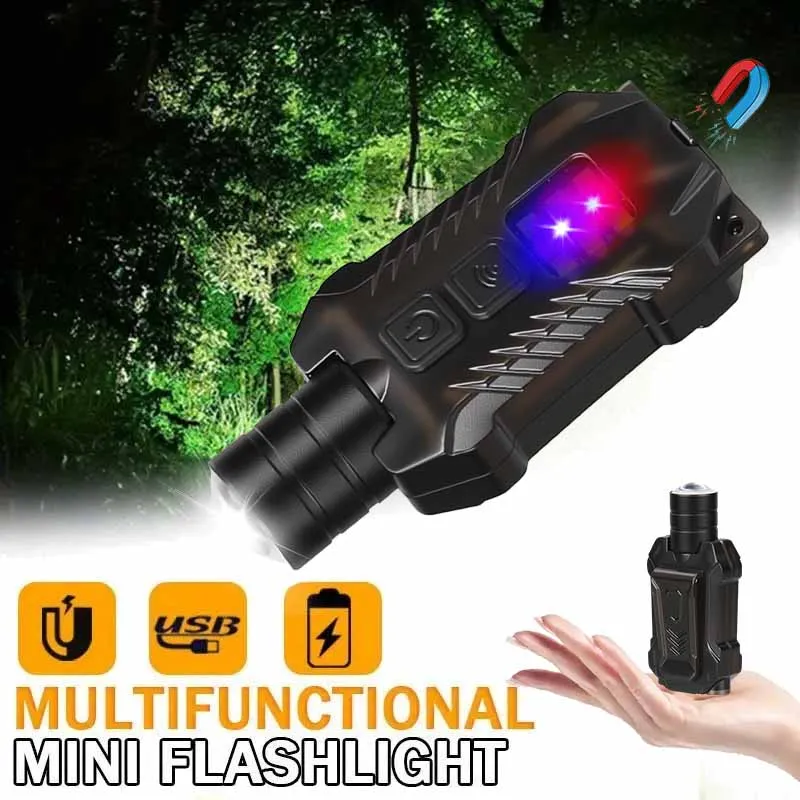 

Супер яркий мощный карманный фонарик, перезаряжаемый светодиодный многофункциональный фонарь, магнитный COB светодиодный EDC мини-фонарик с зажимом для шляпы