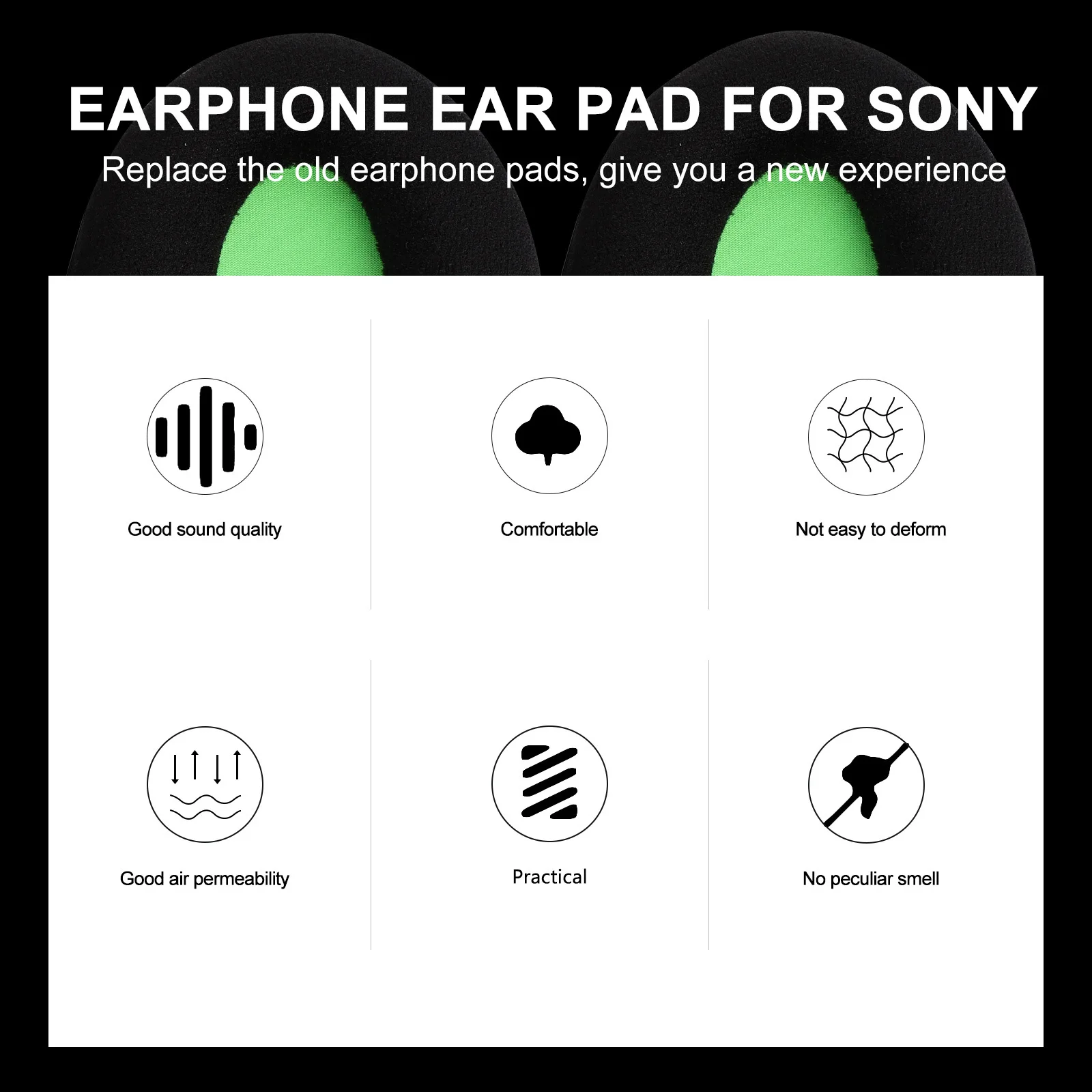 

2Pcs Earphone Sponge Cover Soft Memory Foam Replacement Headphone Pads Comfortable Breathable Headset Protective Cover Sleeve