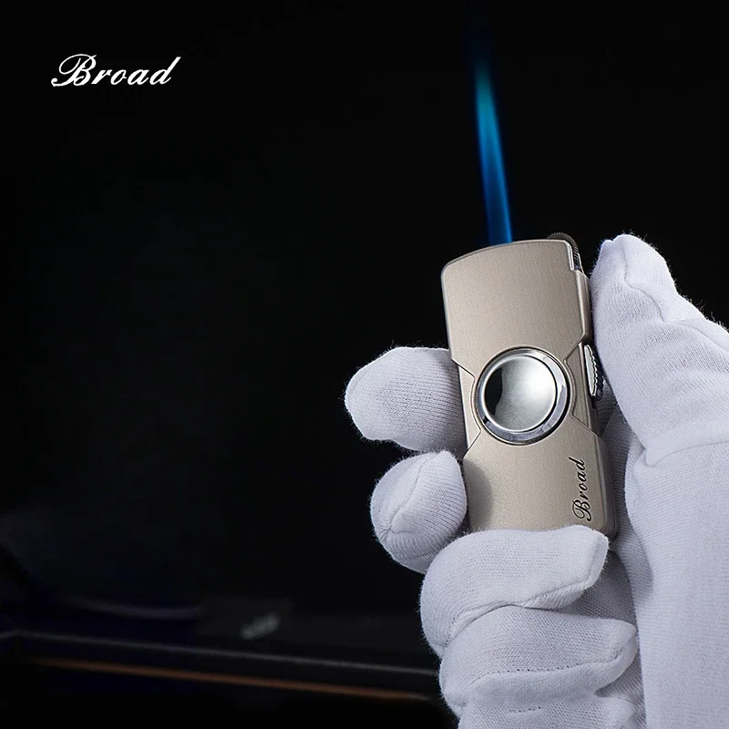 Metal Ultra-thin Fingertip Gyro Inflatable Lighter Windproof Grinding Wheel Jet Flame Portable Lighter for Men's Small Tool