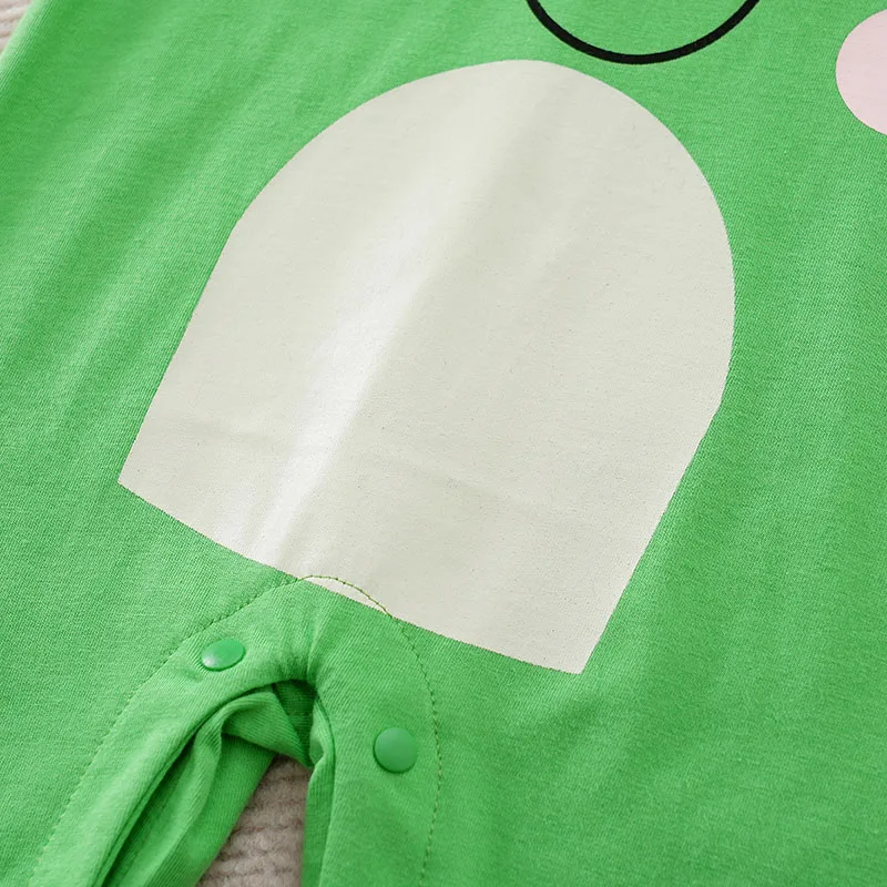 Summer Boys and Girls Cute Little Frog Cotton Comfortable Casual Short Sleeve Round Neck Baby Bodysuit