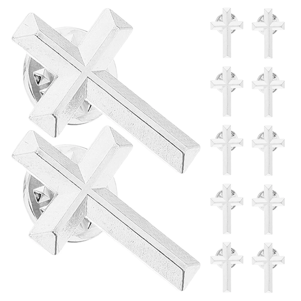 

12pcs Cross Brooch Durable Alloy Lapel Pins DIY Clothing Hats Accessories Unique Design Prayer Badges Pin Making Supplies