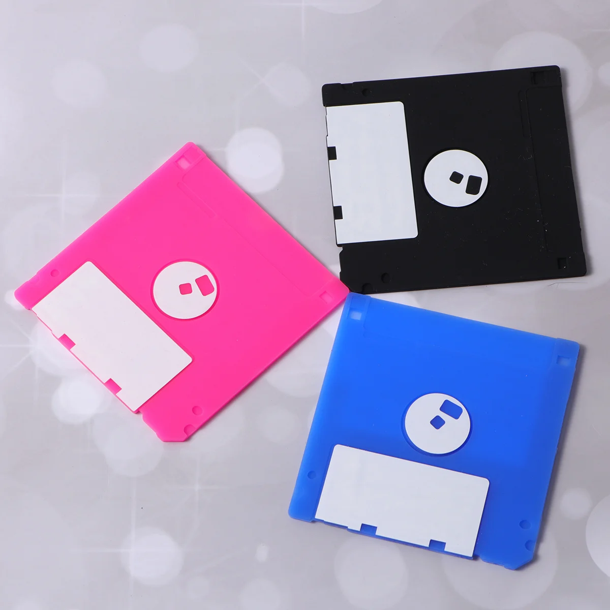 

6pcs Floppy Disk Shape Silicone Coasters Writable Heat Insulation Cup Trays For Home Kitchen Office Coffee Use