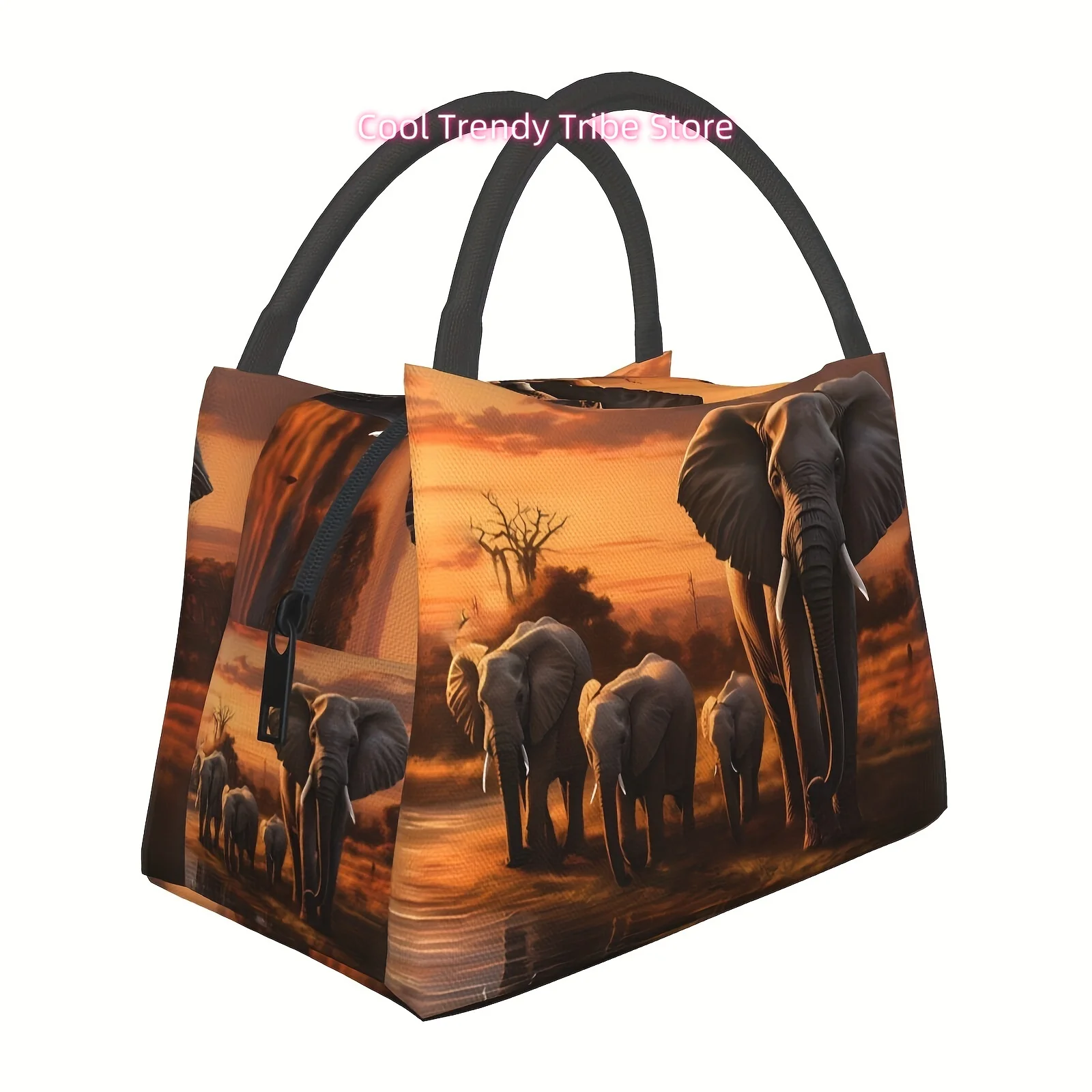 1pc Elephant Pattern, Portable And Reusable Refrigerated Bag, Insulated Lunch Bag, Used for Camping, Picnicking, Beach, Home, Re