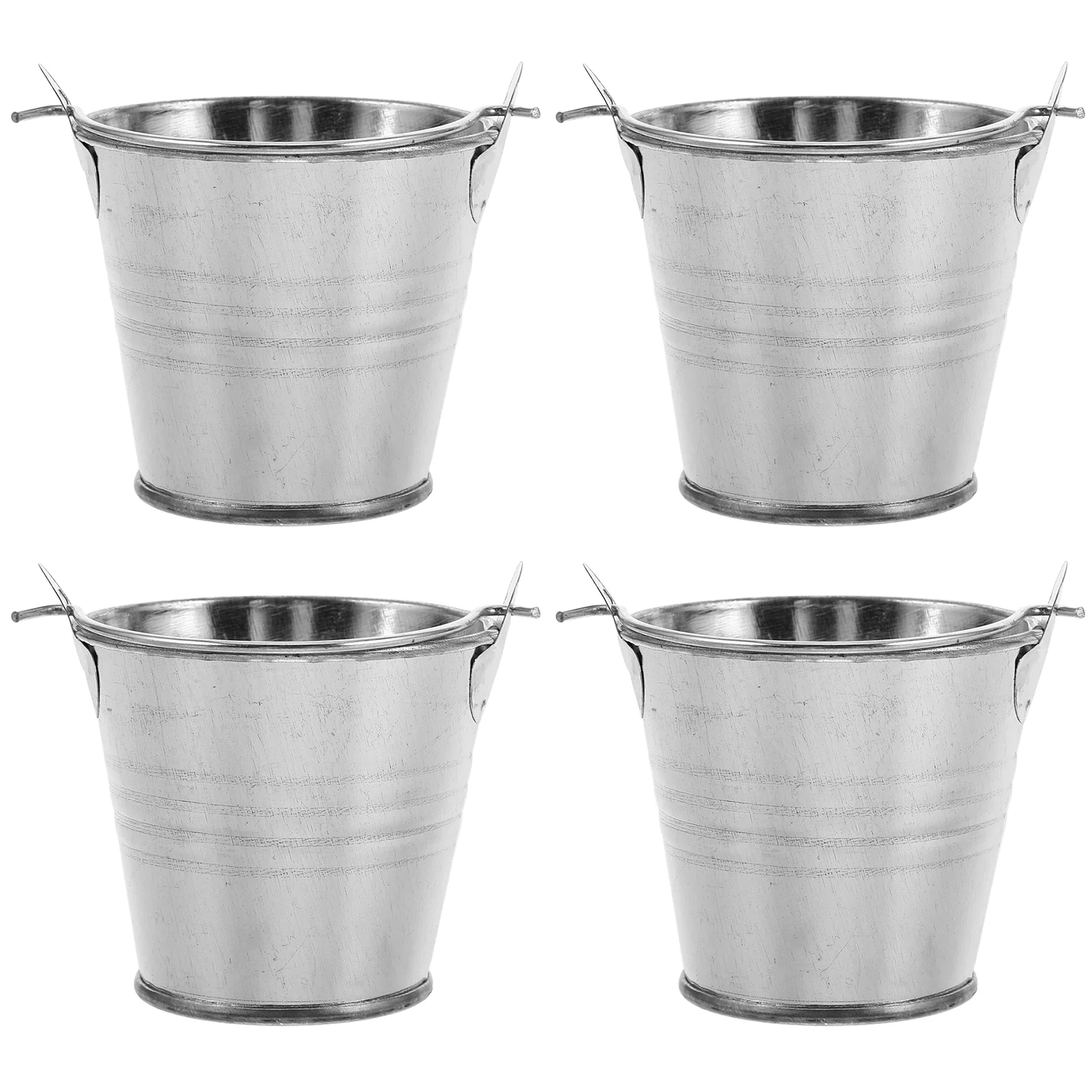 

4 Pcs Mini Bucket Metal Iron Flower Pots Small Multi-function Flowerpot Simple Planting