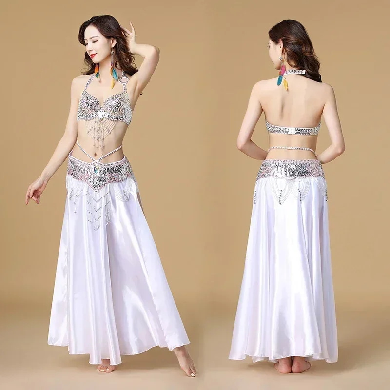 

Belly Dance Costume Indian dance 3pcs Bra&Belt&Skirt Sexy Dancing women dance clothes Set bellydance wear 8 color for selection