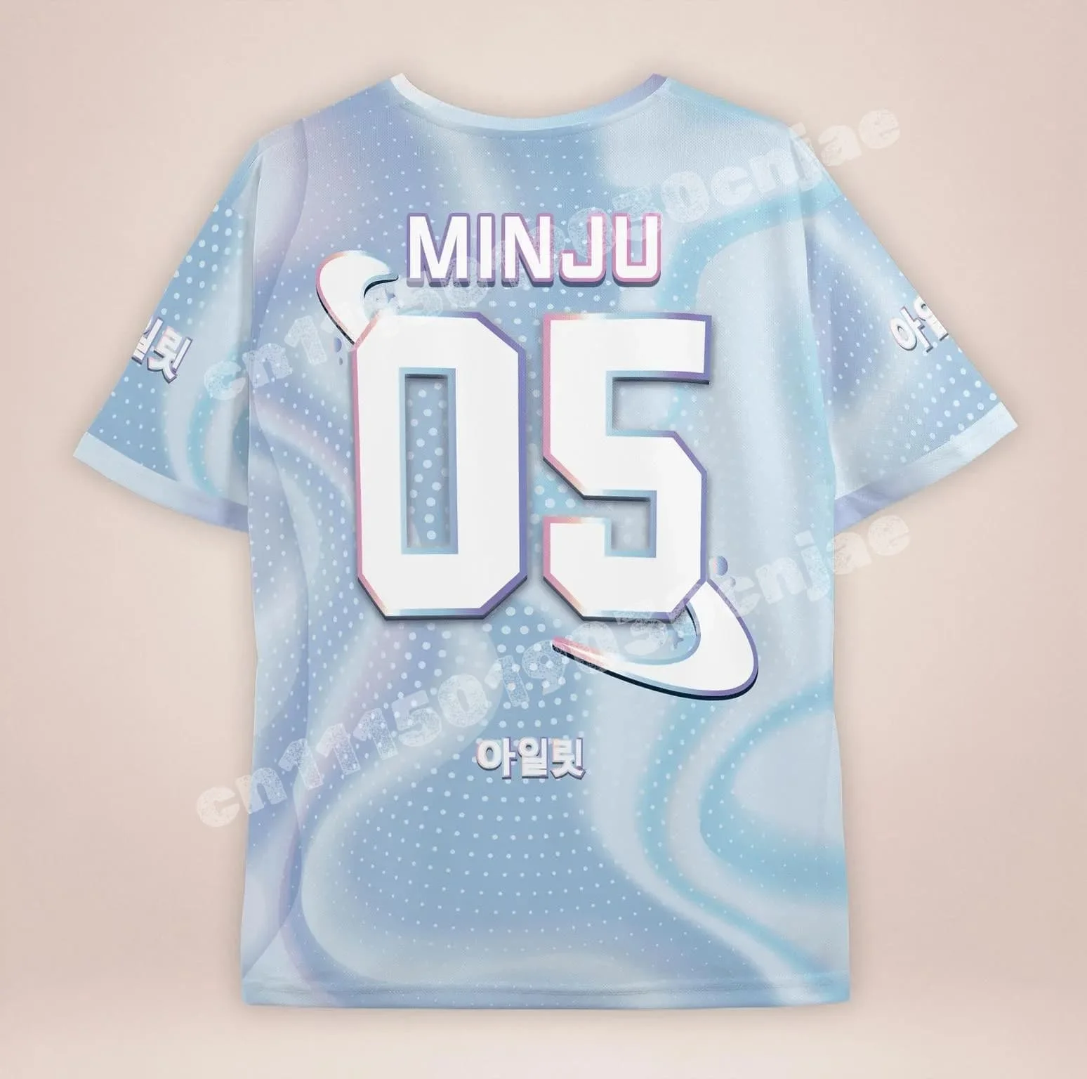 Kpop NMIXX Iroha Nr. 5 Gradient Tie Dye Sport Jersey Leichtes T-Shirt Familien-Set Eltern-Kind-Konzert-Outfit Familien-Kinder-T-Shirts – Detail 2