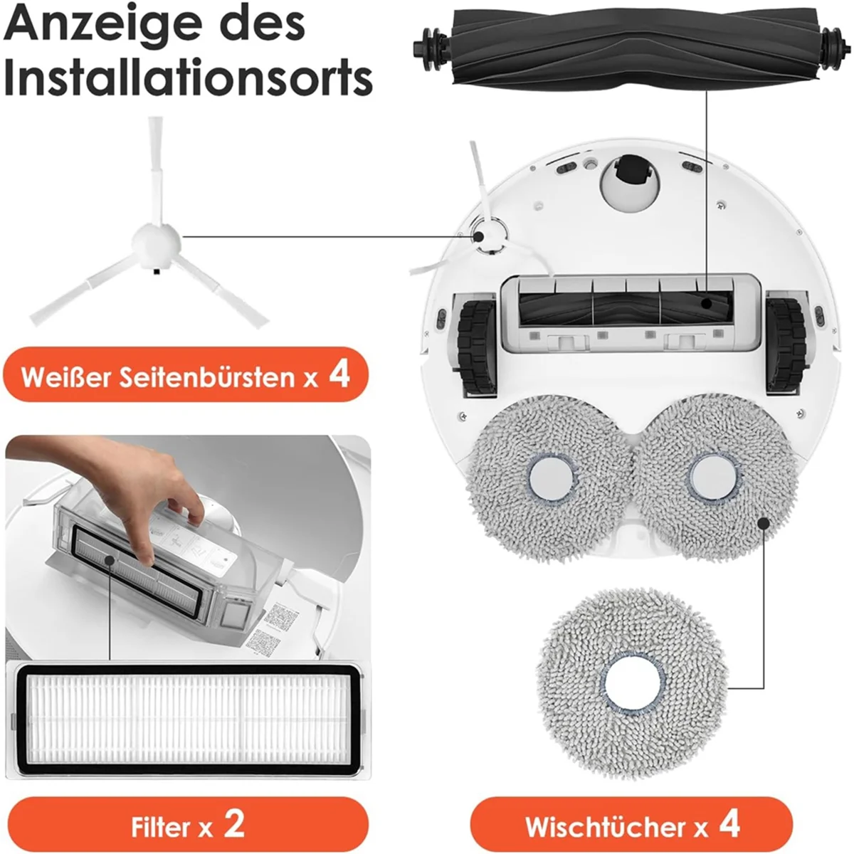 For L10s Ultra / L10 Ultra, Mop Pads Dust Bags Main Side Brush Hepa Filters Robot Vacuum Cleaner Spare Parts