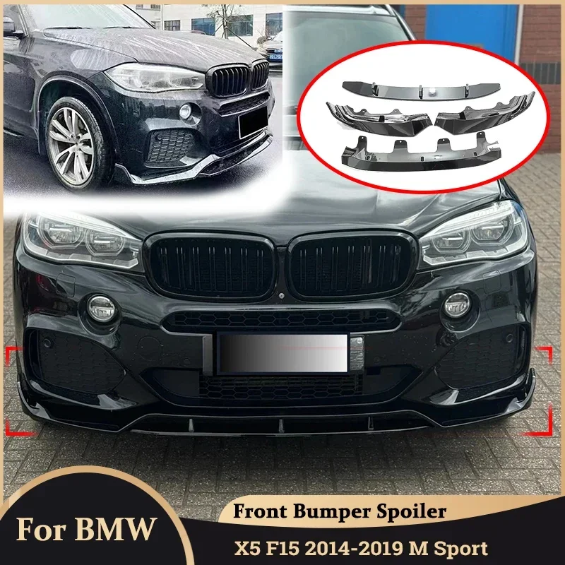 Front Bumper Spoiler Splitter Facelift for BMW X5 F15 2014-2019 M Sport Front Lip Chin Diffuser Protector Cover Car Accessories