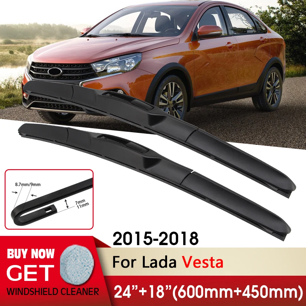 

Car Wiper RHD & LHD Front Wiper Blades 24"+18" For Lada Vesta 2015-2018 Fit U Hook Arm Windshield Windscreen Front Window