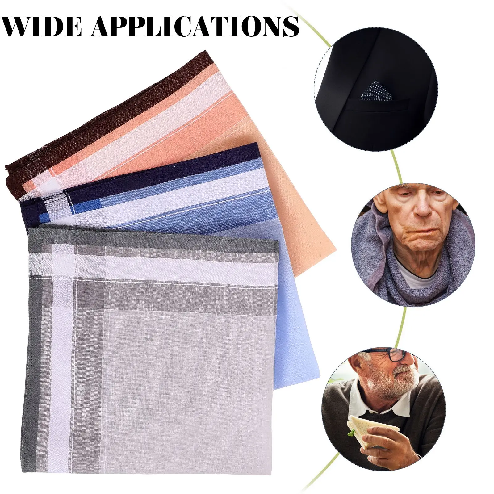 3 個の父親綿ハンカチバンダナ男性用ハンカチ女性スカーフ男性女性