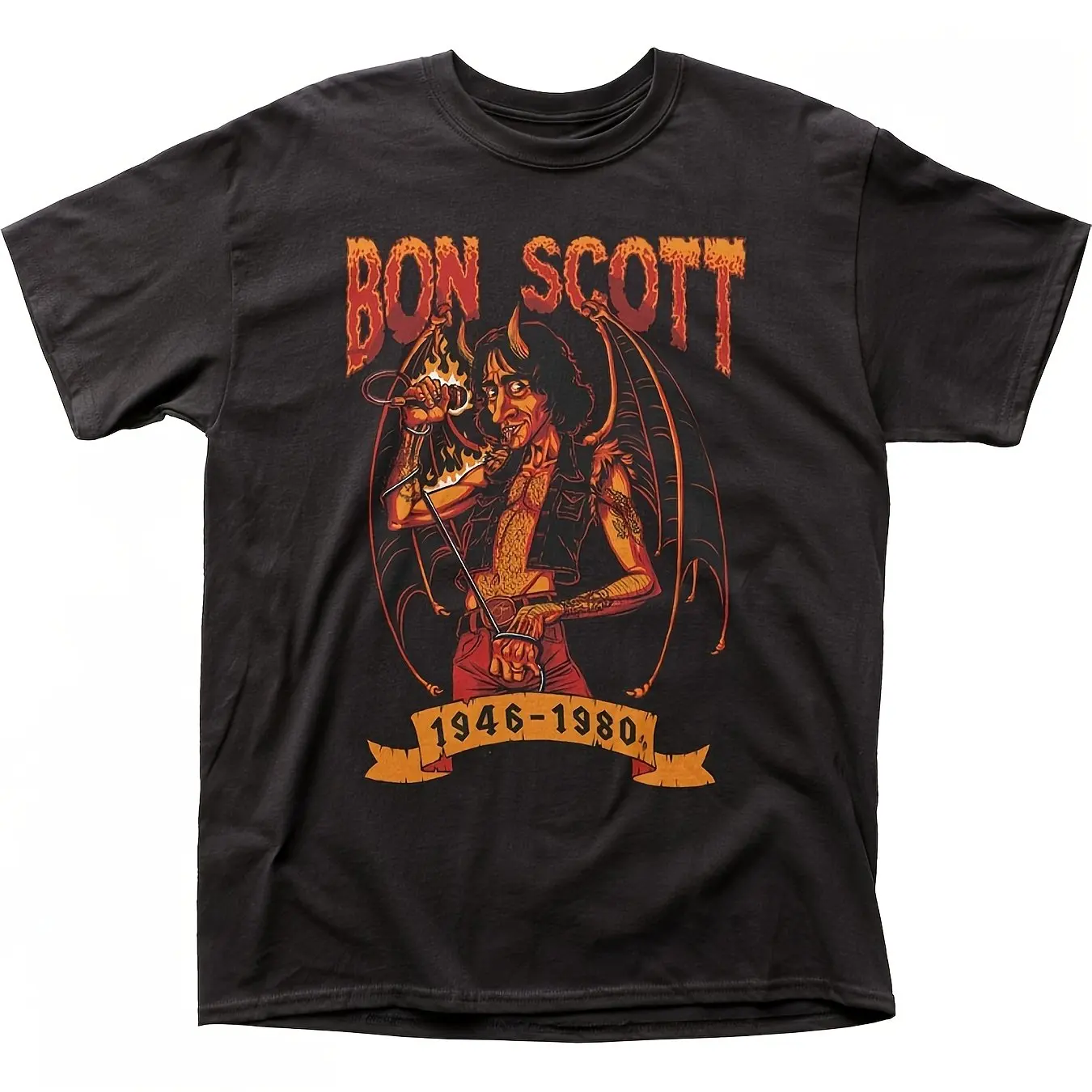 Camiseta Gráfica de Hombre en Homenaje a Bon Scott - Camiseta de Algodón de Cuello Redondo y Manga Corta con Estampado Vintage Cómodo Unisex