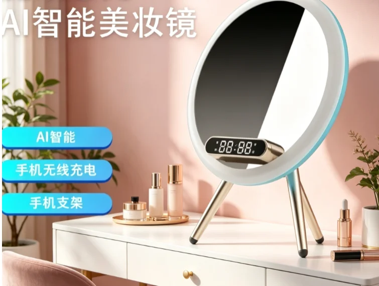

Cross-border Home AI Speaker, Integrated Makeup Fill Light, Night Light and Cell Phone Wireless Charging Function
