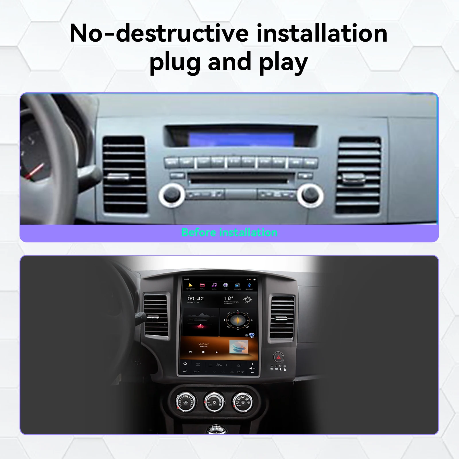 Android 13 8+256GB For Mitsubishi Lancer 2007-2017 Stereo Radio Audio Tesla auto radio Car multimedia player GPS Navi DVD player