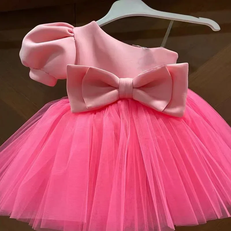 

Fashion Baby Girl Princess Off Shoulder Bow Tutu Dress Infant Toddler Vestido Party Wedding Pageant Birthday Baby Clothes 1-10Y