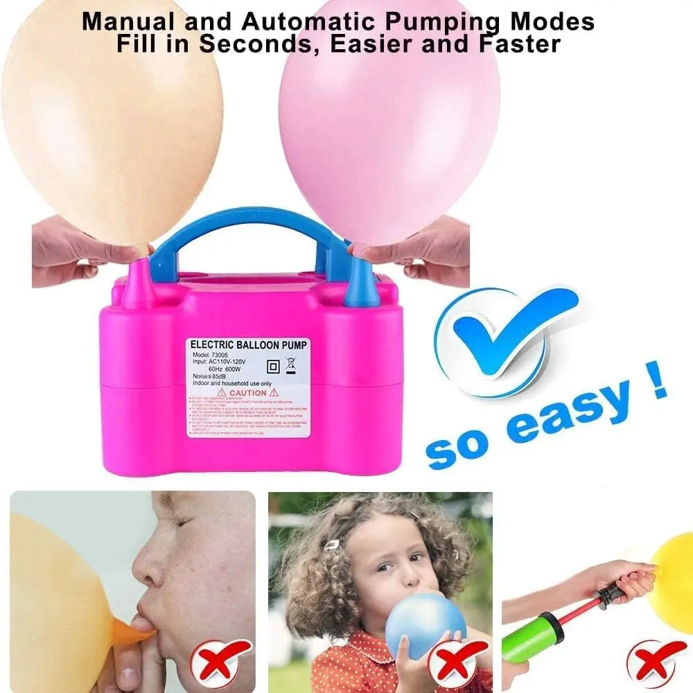 Electric Balloon Blowing Machine Charging Pump Double Hole Automatic Balloon Blowing Machine Wedding Room Balloon Blowing Tool