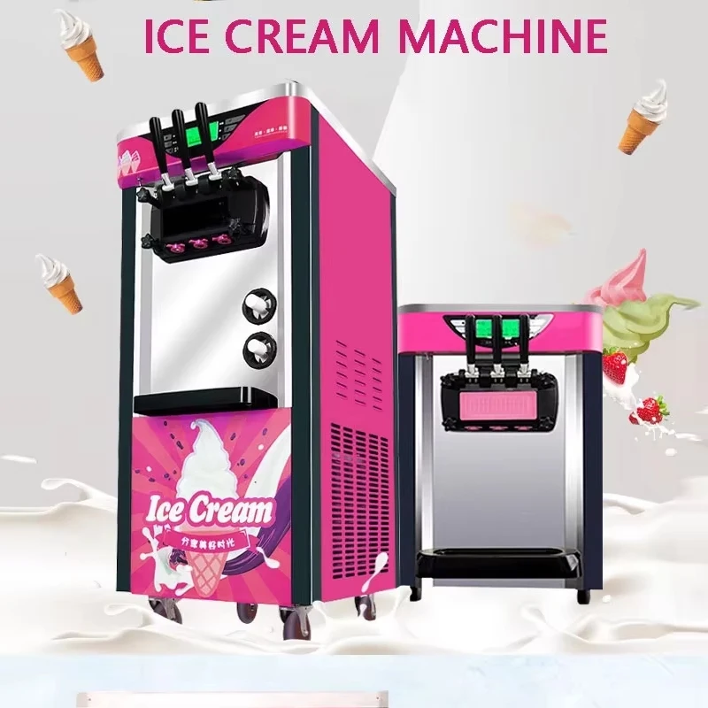 Commercial Floor Mounted Soft Ice Cream Machine 3 Flavors High Capacity Power for Business Use